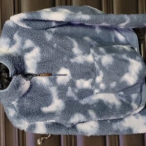 Women's Blue and White Fleece Jacket